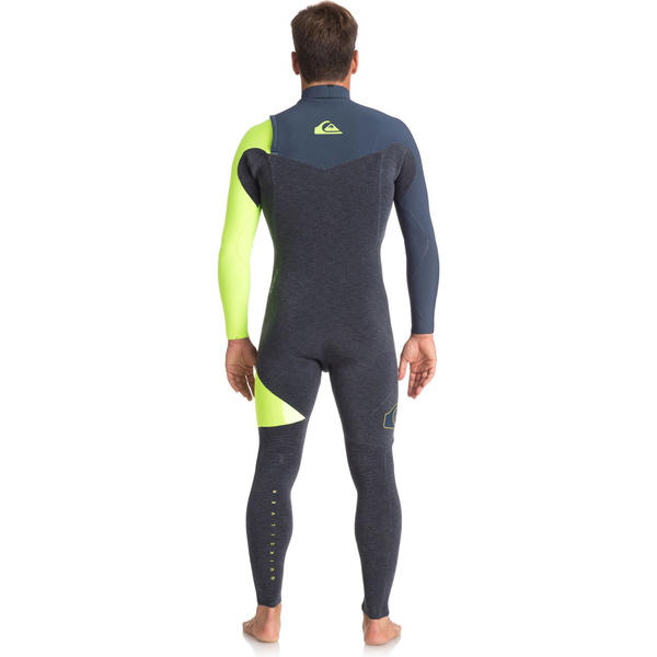 2018 Quiksilver Highline Series 3/2mm Zipperless Wetsuit SLATE / PEWTER / SAFETY YELLOW EQYW103050